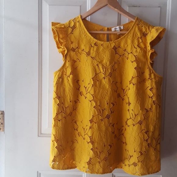yellow lace blouse